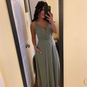 Beautiful Sage Bridesmaid Maxi Dress with pockets!!